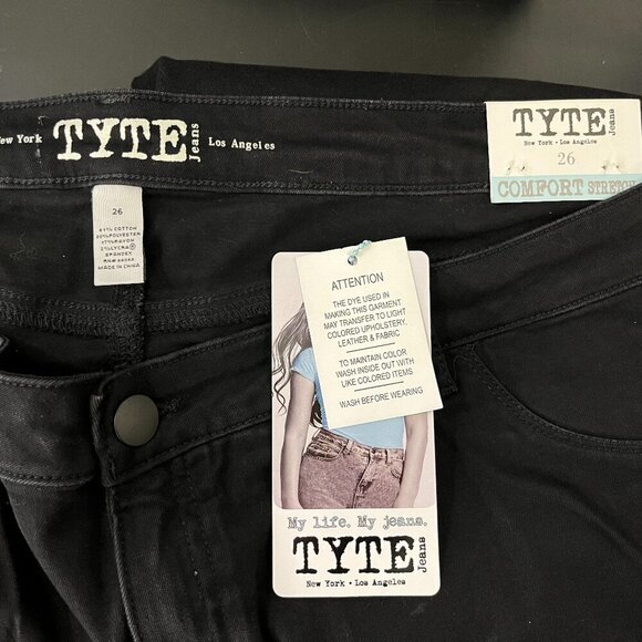 TYTE Jeans Women's Black Comfort Stretch Destroyed Jeans - Size 26 - NWT - Picture 2 of 5